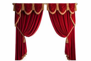 Theater red velvet curtain. Generate Ai photo