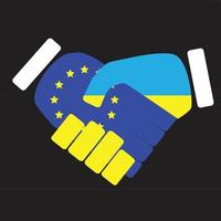 símbolo firmar apretón de manos europeo Unión y Ucrania vector
