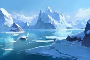 lago hielo grande montañas. generar ai foto