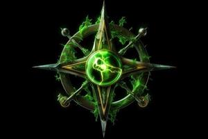 Peridot chaos symbol green neon. Generate Ai photo