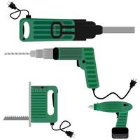 Drill screwdriver and hammer jigsaw vector