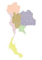 Tailandia mapa con multicolor de administración regiones y provincias mapa vector