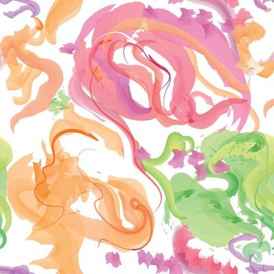 Abstract wavy lines. Beautiful seamless watercolored texture. Endless pattern in bright spring style. Flowing waves abstraction. Modern background for web site business graphics.