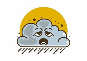 Mascot character design of a cloud with sad face vector