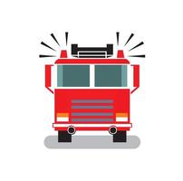 Fire engine in flat style. Front view, isolated on white background vector