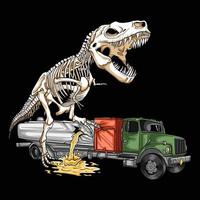 Dinosaur Skeleton hit the oil truck vector