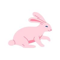 Cartoon Color Character Moon Rabbit. Vector