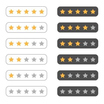 5 star rating, 0 to 5 star customer reviews. Vector illustration.