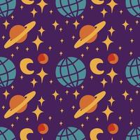Space seamless pattern in retro style vector