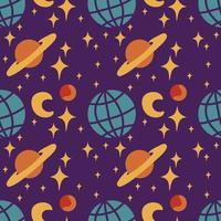 Space seamless pattern in retro style vector