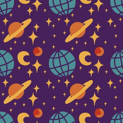 Space seamless pattern in retro style