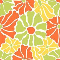 Seamless pattern with colorful retro groovy flowers vector