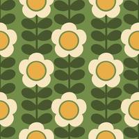 Floral seamless pattern with daisies in retro style vector