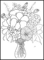 Mothers Day Flower Bouquet Coloring page vector