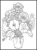 Mothers Day Flower Bouquet Coloring page vector