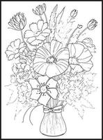 Mothers Day Flower Bouquet Coloring page vector