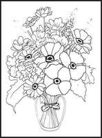 Mothers Day Flower Bouquet Coloring page vector