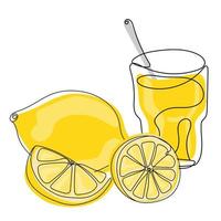 Continuous one line drawing of Lemon juice vector