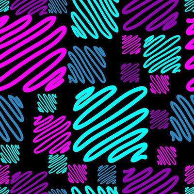 Bright neon. Hand drawn geometric seamless pattern