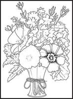 Mothers Day Flower Bouquet Coloring page vector