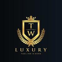 TW Letter Initial with Royal Luxury Logo Template vector