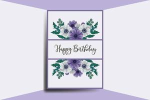 Greeting card birthday card Digital watercolor hand drawn Anemone Flower Design Template vector