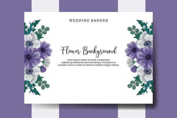 Wedding banner flower background, Digital watercolor hand drawn Anemone Flower design Template