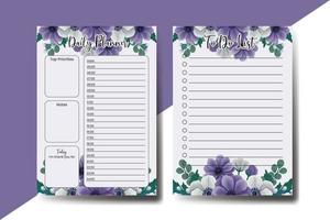 Planner To Do List Anemone Flower Design Template vector