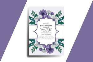 Baby Shower Greeting Card Anemone Flower Design Template vector