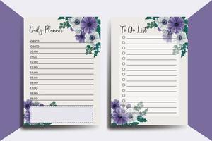 Planner To Do List Anemone Flower Design Template vector