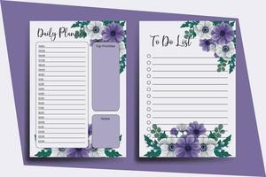 Planner To Do List Anemone Flower Design Template vector