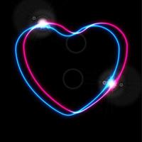Glowing neon blue and pink hearts abstract background vector