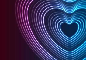 Neon glowing laser heart shape abstract background vector