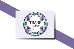 Thank you card Greeting Card Anemone Flower Design Template vector