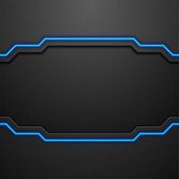 Black technology background with blue neon light vector