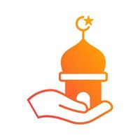 mosque with hand religion islamic gradient icon button vector illustration