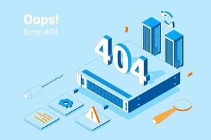 Error 404 Not Found Page Concept 3D Isometric View. Vector