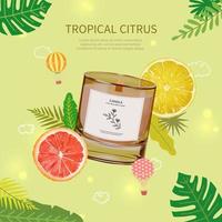 Tropical Citrus Candle Ads Banner Concept Poster Card. Vector