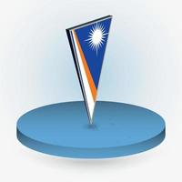 Marshall Islands map in round isometric style with triangular 3D flag of Marshall Islands vector