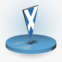 Scotland map in round isometric style with triangular 3D flag of Scotland vector