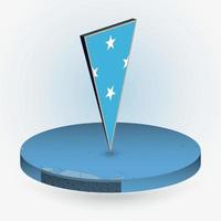 Micronesia map in round isometric style with triangular 3D flag of Micronesia vector