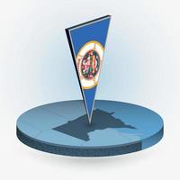 Minnesota map in round isometric style with triangular 3D flag of US State Minnesota vector