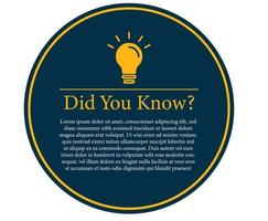 Did you know with  text space, interesting fact design, bulb vector illustration