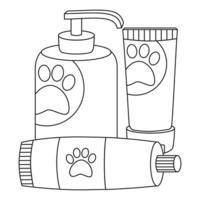 Set of elements for animals, cats, dogs, shampoos. vector