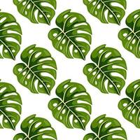 Decorative tropical leaf seamless pattern. Stylized exotic leaves background. Modern jungle plants endless wallpaper. vector