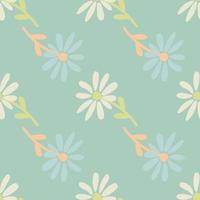 Doodle chamomile seamless pattern. Hand drawn ditsy print. Abstract floral ornament. Simple botanical backdrop. vector