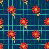 Naive flower seamless pattern. Cute floral endless background. vector