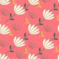 Tropical flower seamless pattern. Hand drawn cute floral endless background. vector