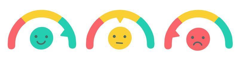 Face of Emotion levels, happy normal and angry. Satisfied scale. vector illustration in flat style.