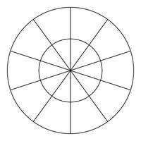 Wheel of life template. Simple coaching tool for visualizing all areas of life. Blank polar graph paper. Circle diagram of life style balance. Vector illustration.